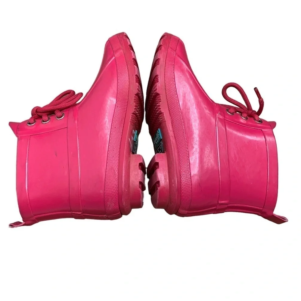 Capelli of New York Hot Pink Lace Up Rain Duck Boots sz 1-2